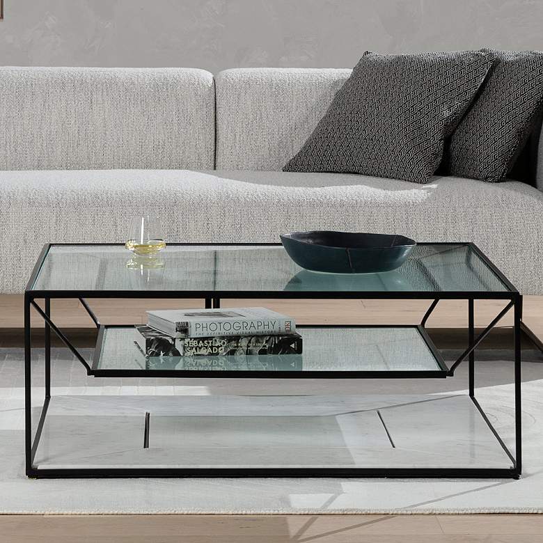 Image 1 Basilio 42 inch Wide Modern Iron and Marble Coffee Table