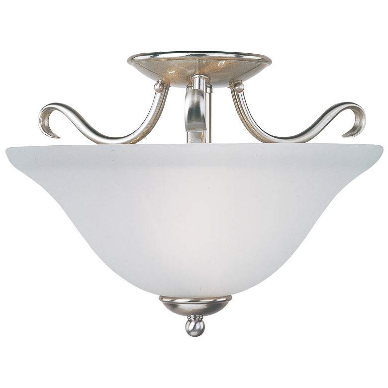 Image 1 Basix 2-Light 14" Wide Satin Nickel Semi-Flush Mount Light