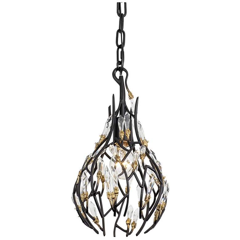 Image 1 Bask 1-Lt Crystal Mini Pendant - Matte Black/French Gold