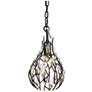 1_Bask 1-Lt Crystal Mini Pendant - Matte Black/French Gold