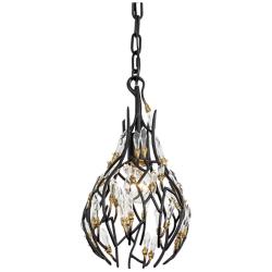 Bask 1-Lt Crystal Mini Pendant - Matte Black/French Gold