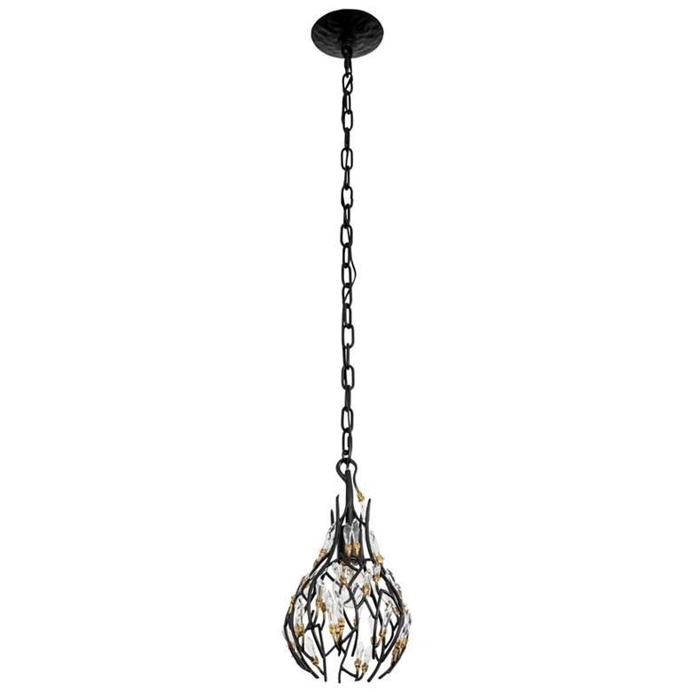 Image 4 Bask 1-Lt Crystal Mini Pendant - Matte Black/French Gold more views