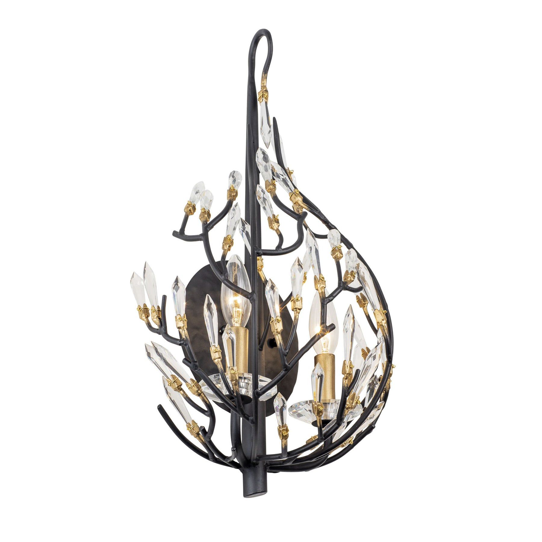 Image 3 Bask 2-Lt Crystal Sconce - Matte Black/French Gold more views