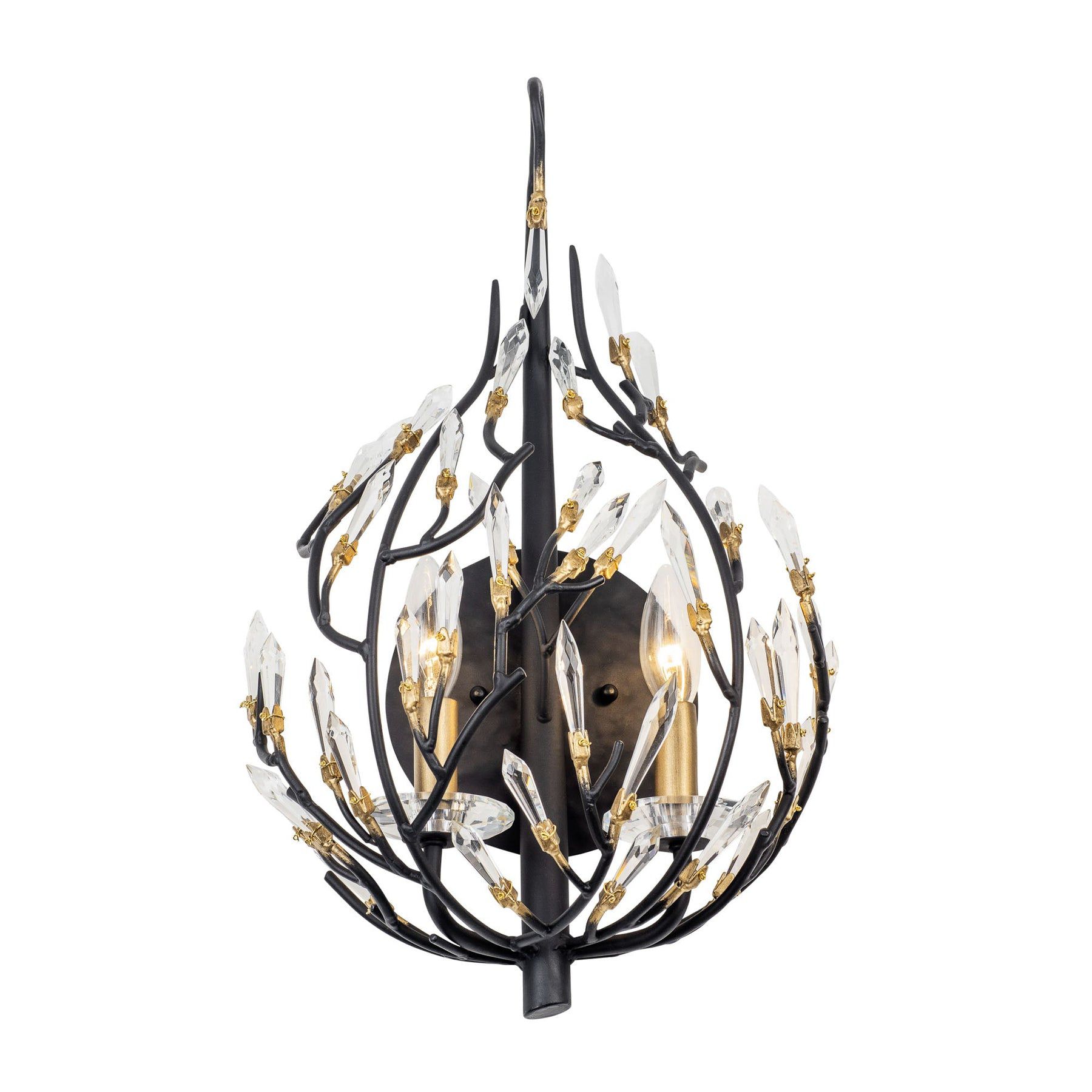 Image 4 Bask 2-Lt Crystal Sconce - Matte Black/French Gold more views