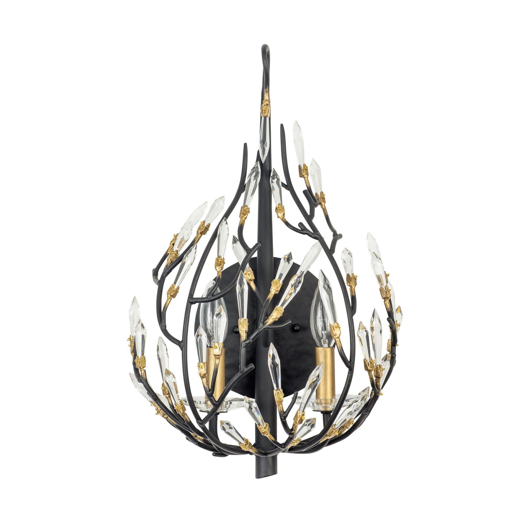 Image 5 Bask 2-Lt Crystal Sconce - Matte Black/French Gold more views