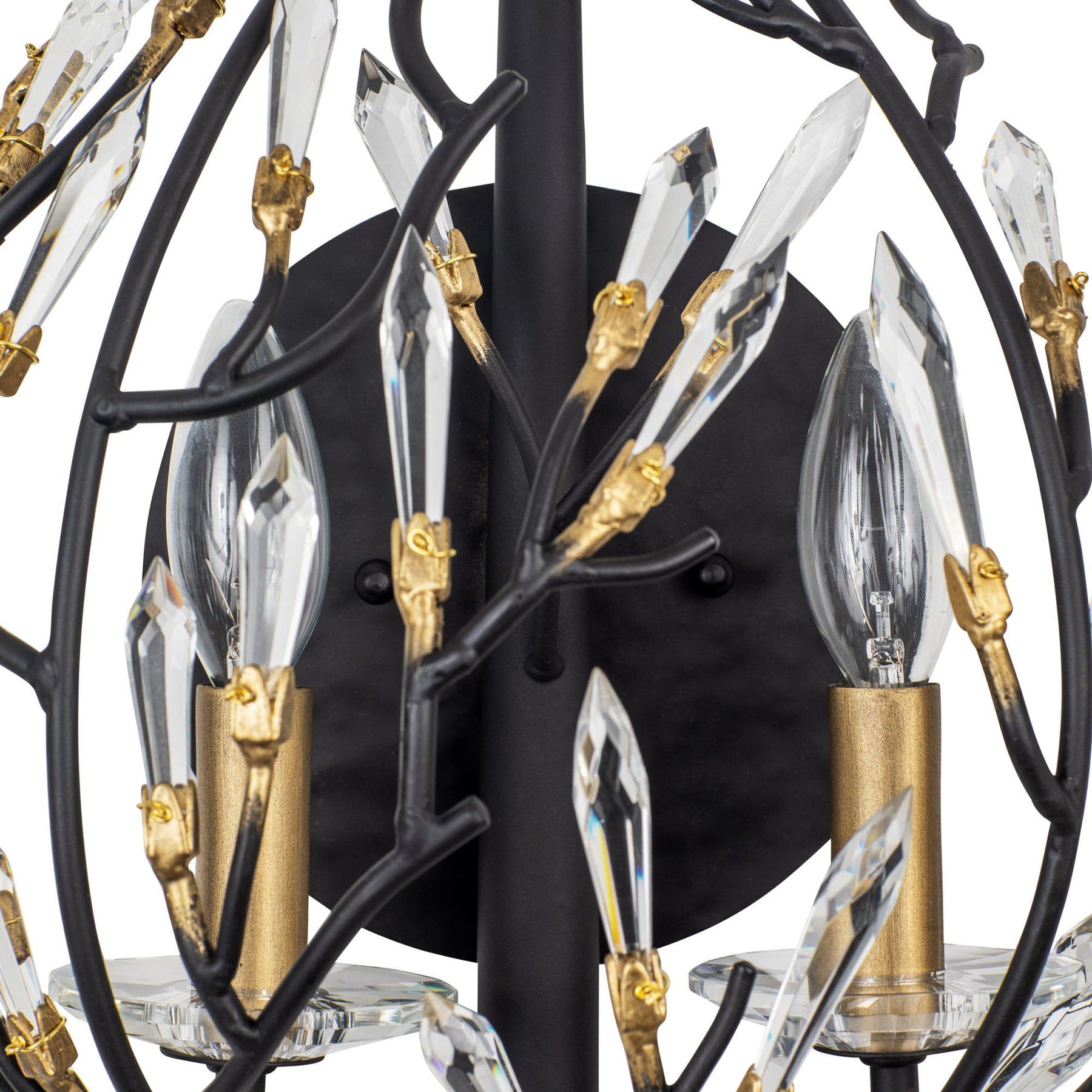 Image 6 Bask 2-Lt Crystal Sconce - Matte Black/French Gold more views
