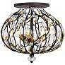 1_Bask 3-Lt Crystal Semi-Flush - Matte Black/French Gold