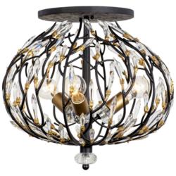 Bask 3-Lt Crystal Semi-Flush - Matte Black/French Gold