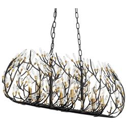 Bask 6-Lt Crystal Linear Pendant - Matte Black/French Gold