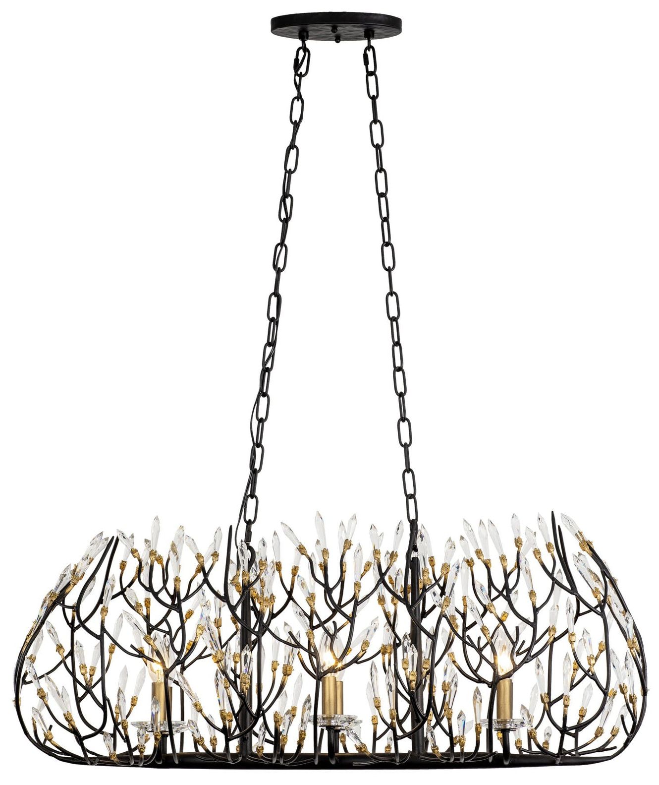 Image 2 Bask 6-Lt Crystal Linear Pendant - Matte Black/French Gold more views