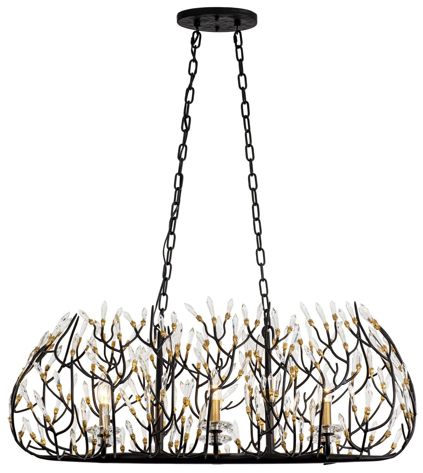 Image 4 Bask 6-Lt Crystal Linear Pendant - Matte Black/French Gold more views