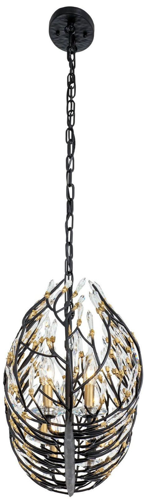 Image 5 Bask 6-Lt Crystal Linear Pendant - Matte Black/French Gold more views