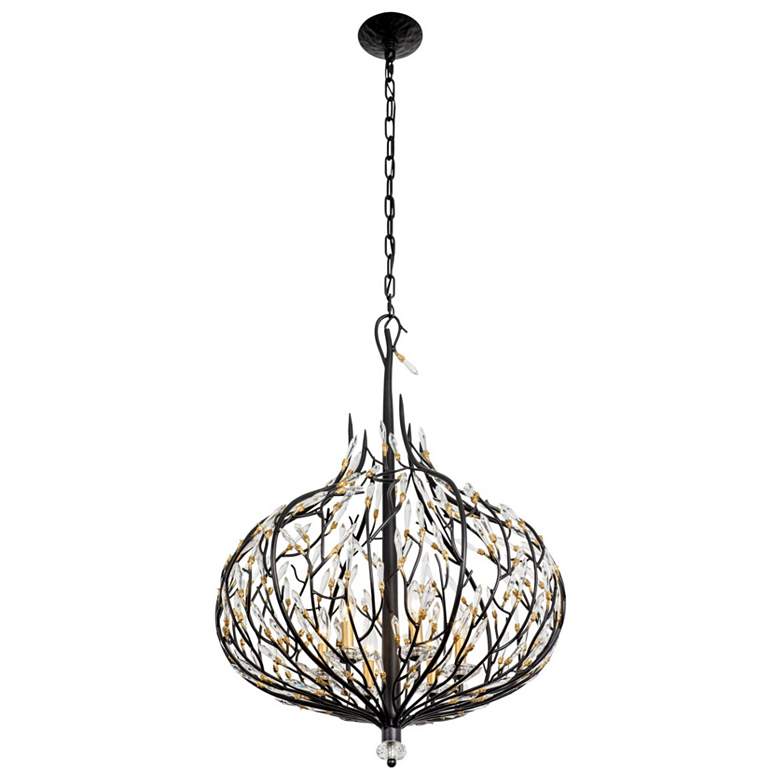 Image 2 Bask 6-Lt Crystal Pendant - Matte Black/French Gold more views