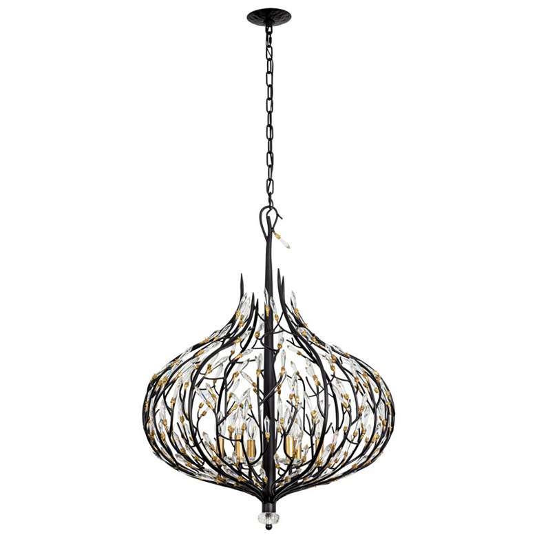 Image 4 Bask 6-Lt Crystal Pendant - Matte Black/French Gold more views