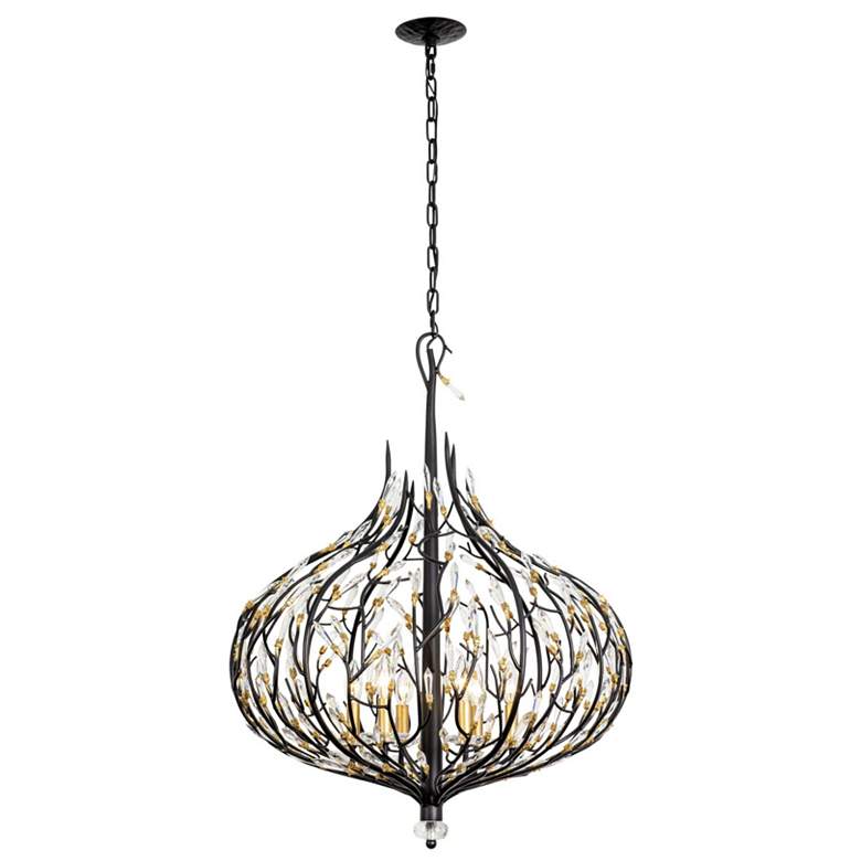 Image 5 Bask 6-Lt Crystal Pendant - Matte Black/French Gold more views
