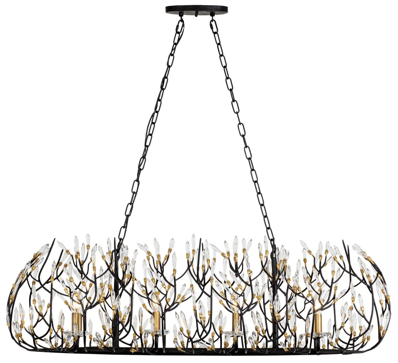 Image 2 Bask 8-Lt Crystal Linear Pendant - Matte Black/French Gold more views