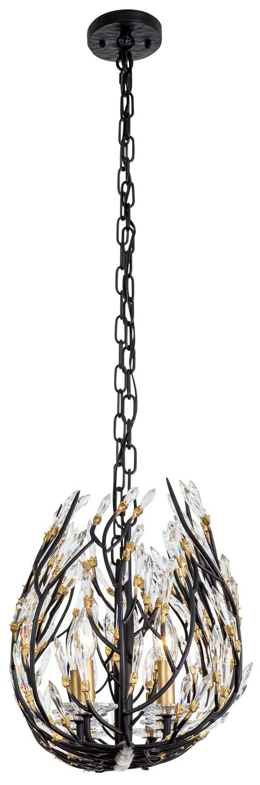 Image 3 Bask 8-Lt Crystal Linear Pendant - Matte Black/French Gold more views