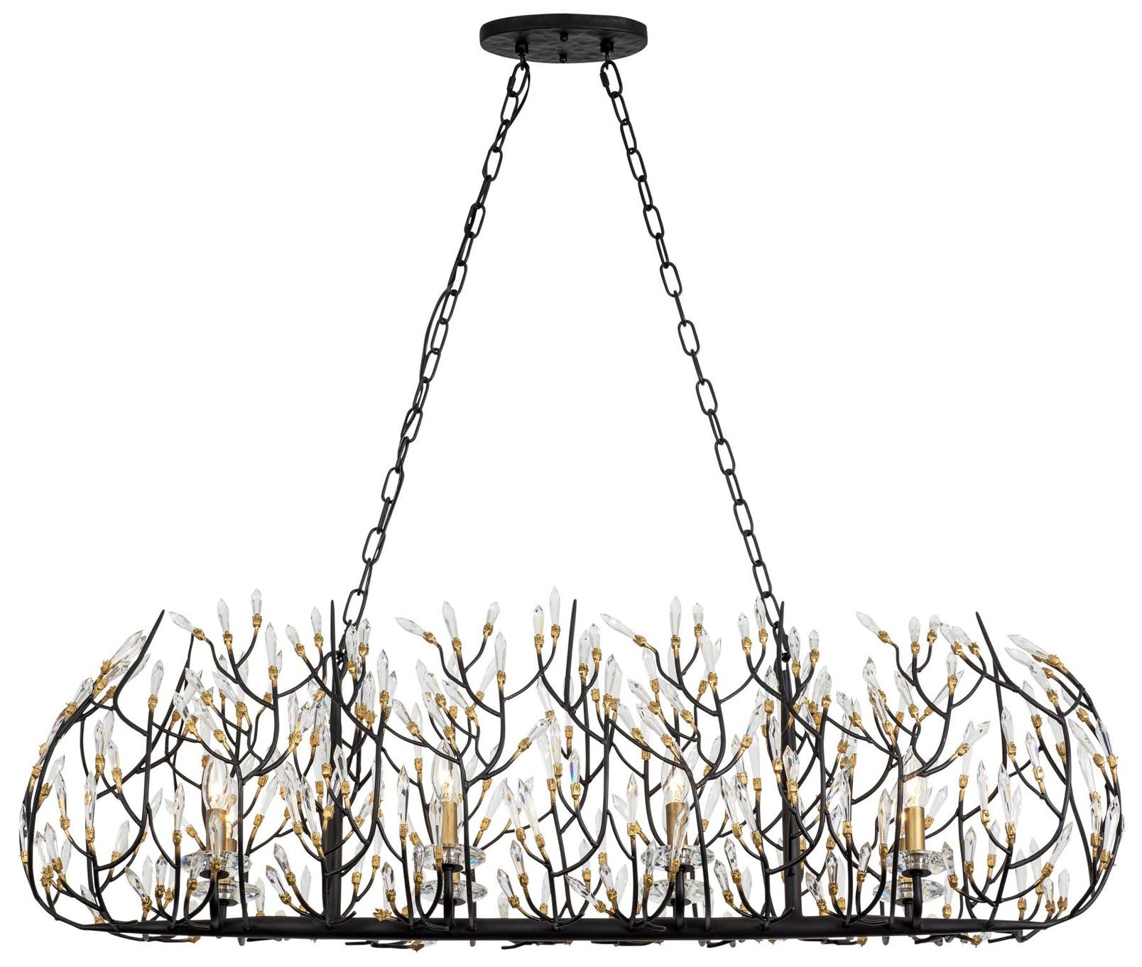 Image 4 Bask 8-Lt Crystal Linear Pendant - Matte Black/French Gold more views