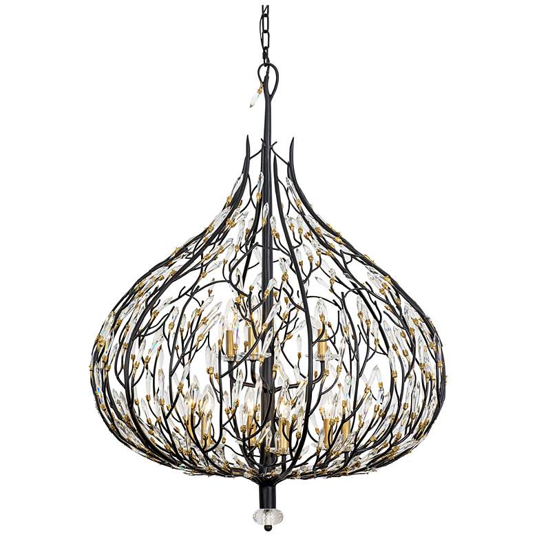 Image 1 Bask 9-Lt Crystal Pendant - Matte Black/French Gold