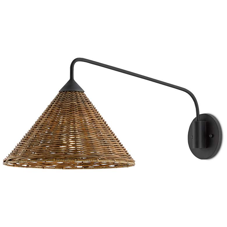 Image 1 Basket Blacksmith and Natural Swing Arm Wall Lamp