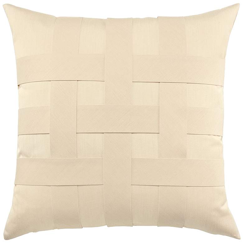 Image 1 Basketweave Ivory 20 inch Square Indoor-Outdoor Pillow