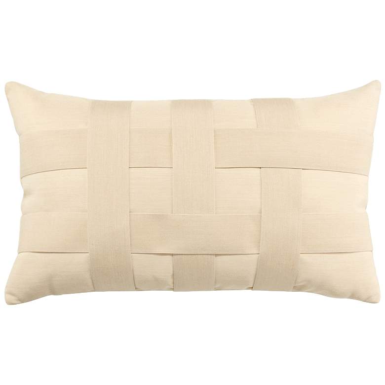 Image 1 Basketweave Ivory 20 inchx12 inch Lumbar Indoor-Outdoor Pillow