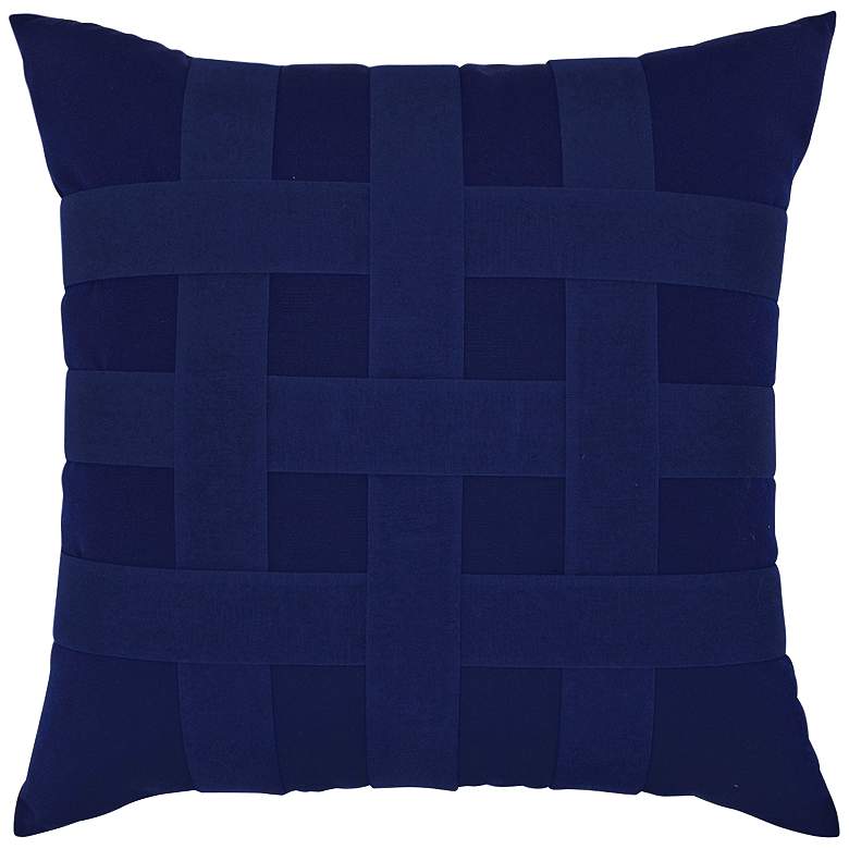 Image 1 Basketweave Navy 20 inch Square Indoor-Outdoor Pillow