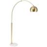Basque Gold Finish Modern Arc Floor Lamp with White Marble Base