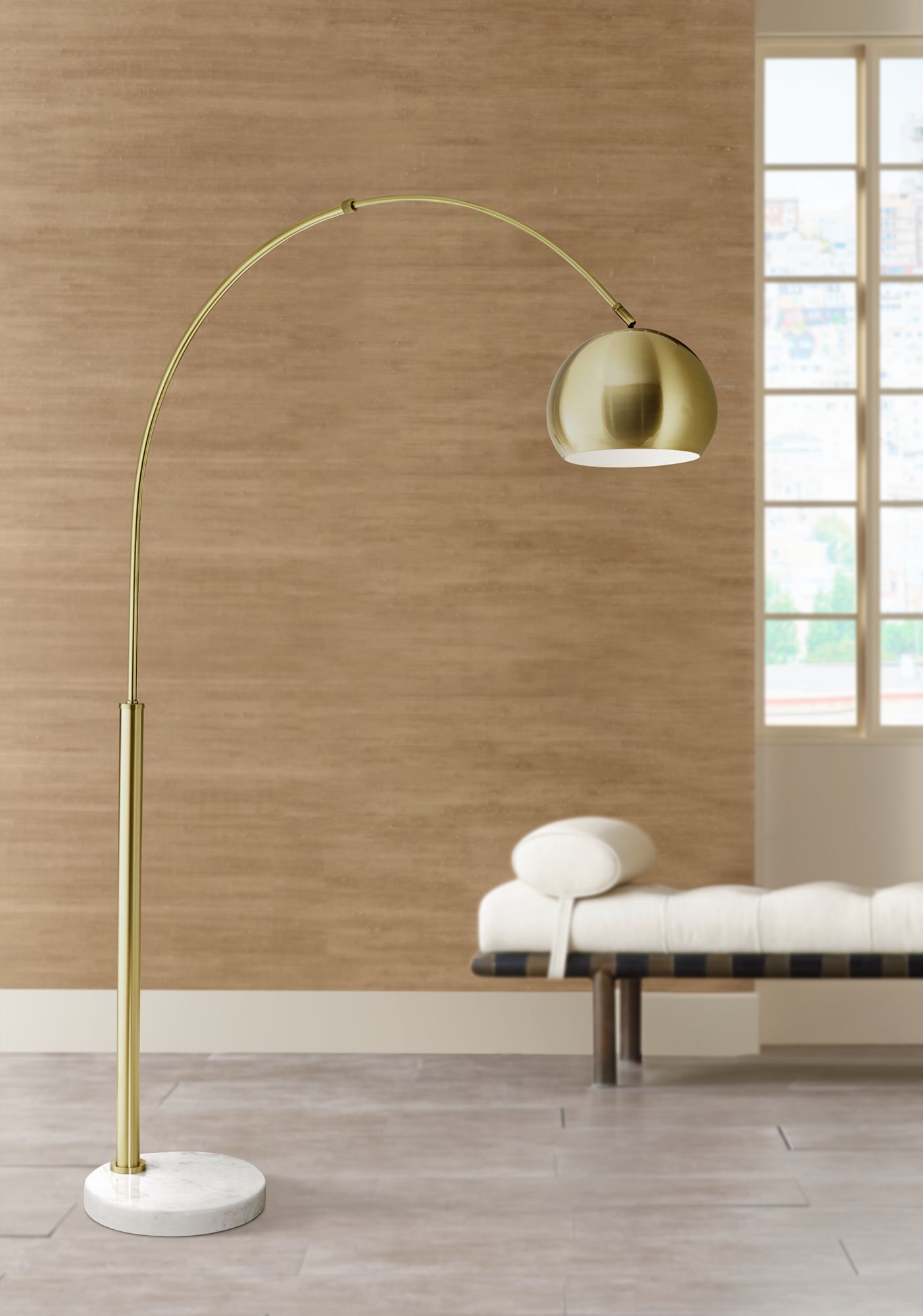 curved floor lamp gold