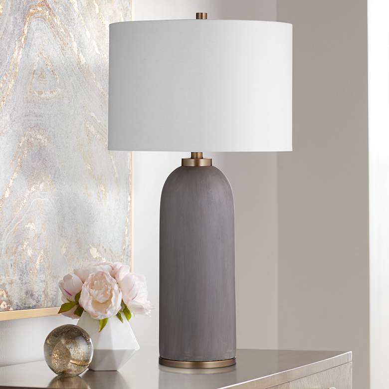 Image 1 Bassatt Azalea 28" High Modern Gray Cement Table Lamp