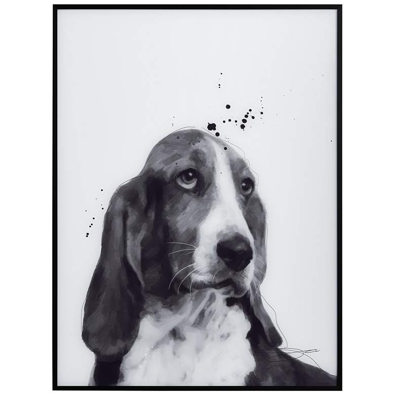Image 3 Basset Hound 24" High Rectangular Framed Glass Wall Art