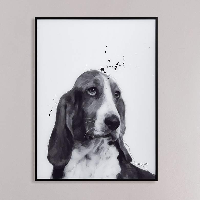 Image 2 Basset Hound 24" High Rectangular Framed Glass Wall Art