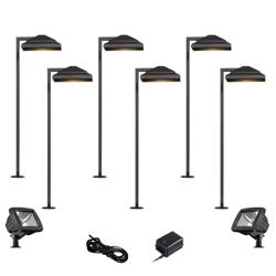Basset Textured Black 10-Piece LED Path and Flood Light Set