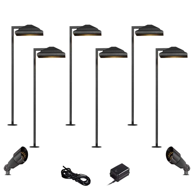 Image 1 Basset Textured Black 10-Piece LED Path and Spot Landscape Light Set