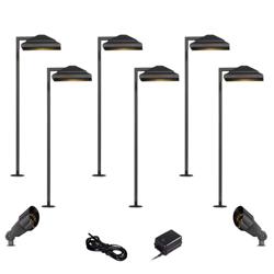 Basset Textured Black 10-Piece LED Path and Spot Landscape Light Set