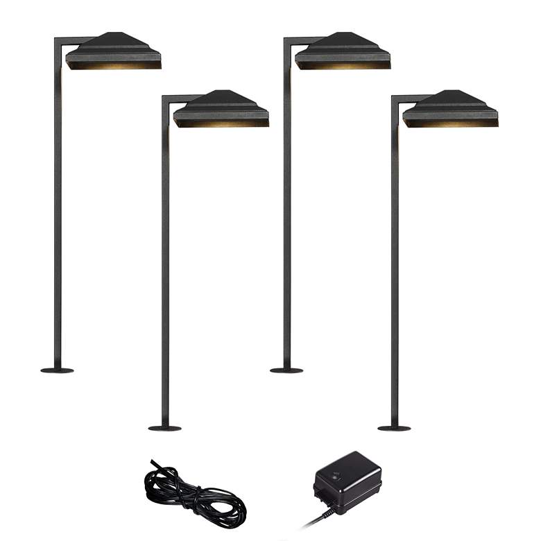 Image 1 Basset Textured Black 6-Piece LED Landscape Path Light Set