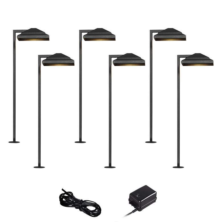 Image 1 Basset Textured Black 8-Piece LED Landscape Path Light Set