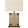 Basset Woven 30" Brown Wood and Rattan Rectangular Table Lamp