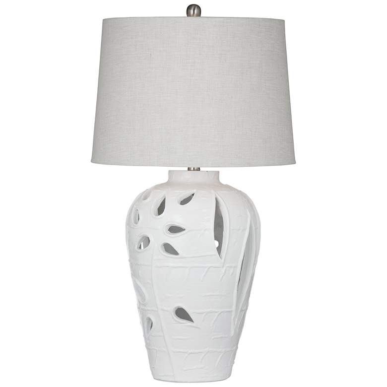 Image 2 Bassett Amur 29" High White Cutout Floral Vase Table Lamp
