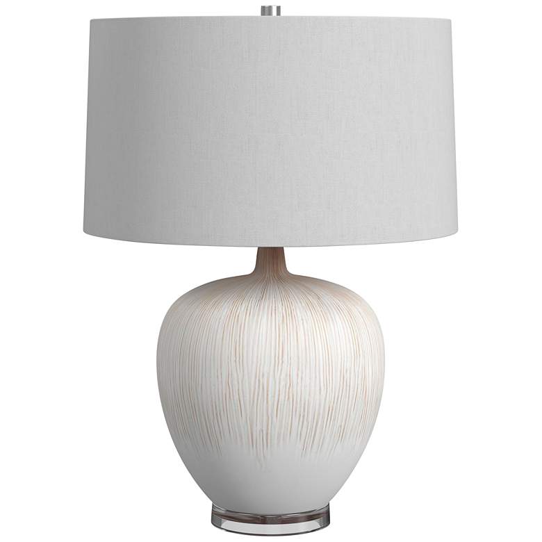Image 2 Bassett Arcadia 25" Beige Grooved Ceramic Vase Table Lamp