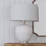 1_Bassett Arcadia 25" Beige Grooved Ceramic Vase Table Lamp