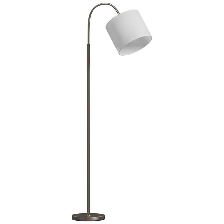 Image 1 Bassett Berrien 65" White and Silver Bent Arm Contemporary Floor Lamp