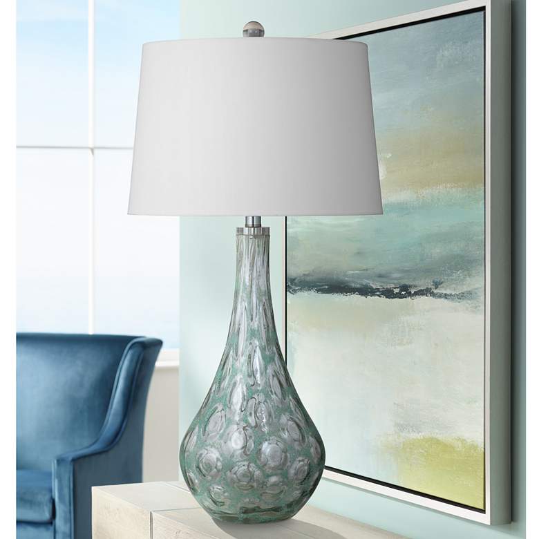 Image 1 Bassett Berry 31 1/2" High Green Art Glass Vase Modern Table Lamp