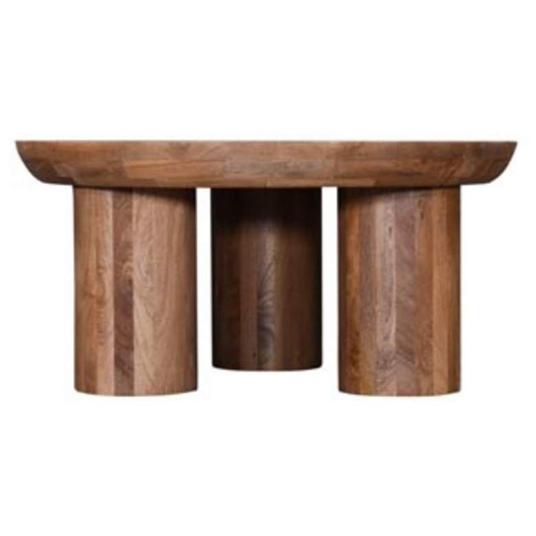 Image 1 Bassett Blair 33" Wide Rustic Modern Round Wood Cocktail Table