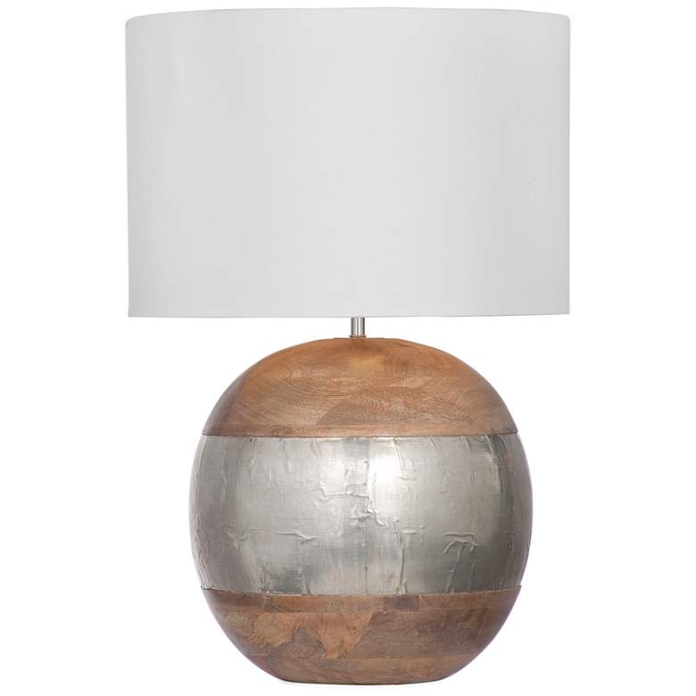 Image 2 Bassett Brock 23" High Modern Silver Metal and Natural Wood Table Lamp