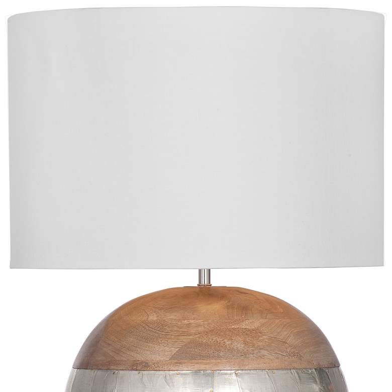 Image 3 Bassett Brock 23" High Modern Silver Metal and Natural Wood Table Lamp more views