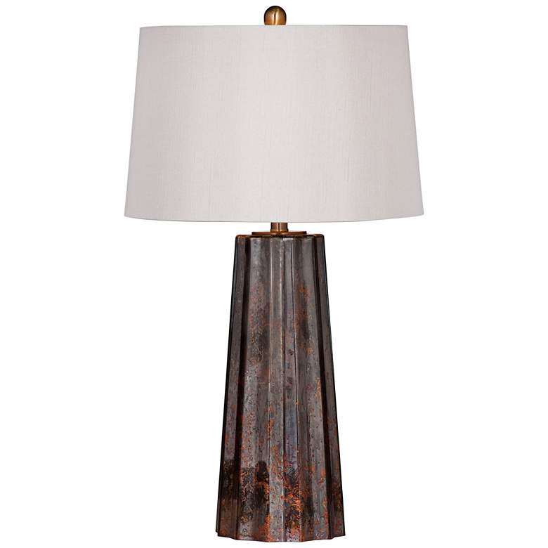 Image 1 Bassett Caleb 30" Copper Mercury Glass Fluted Obelisk Table Lamp