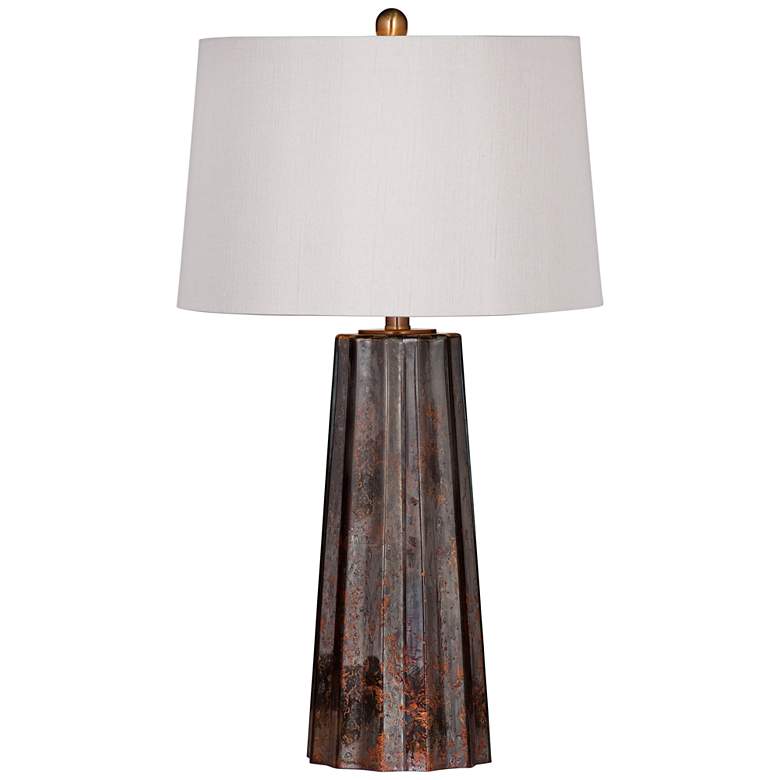 Image 1 Bassett Caleb 30 inch Copper Mercury Glass Fluted Obelisk Table Lamp