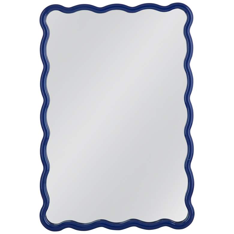 Image 1 Bassett Cassia 36" High Lacquer Navy Blue Rectangular Wall Mirror