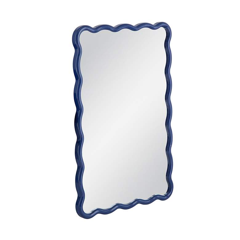 Image 2 Bassett Cassia 36" High Lacquer Navy Blue Rectangular Wall Mirror more views